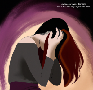 depressed woman holding her head after divorce